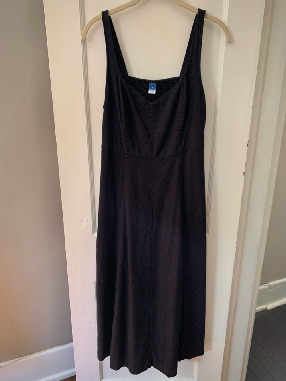 Old Navy black linen blend fit and flare midi dress - Picture 2 of 6